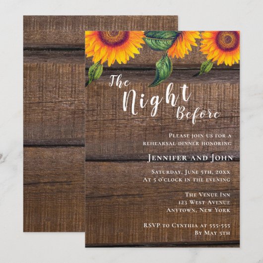 De nacht voor de repetitie van het diner kaart (Voorkant / Achterkant)