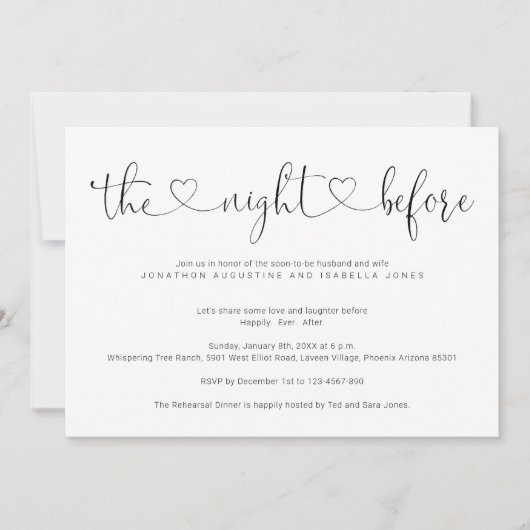 De nacht voor de repetitie van het diner kaart (Voorkant)