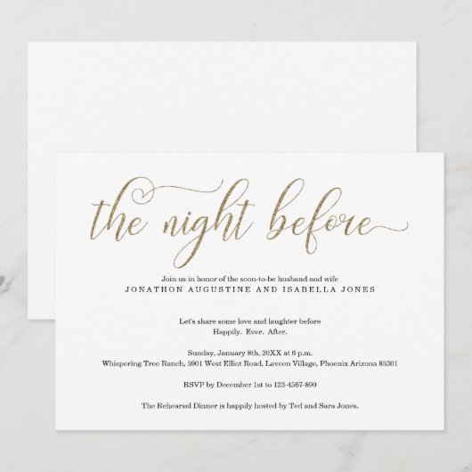 De nacht voor de repetitie van het diner kaart (Voorkant / Achterkant)