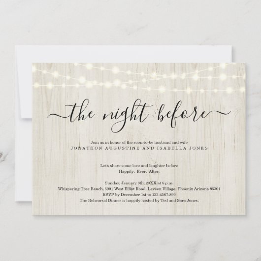 De nacht voor de repetitie van het diner kaart (Voorkant)