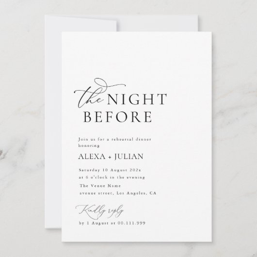 De nacht voor de zwart-witte bruiloft kaart (Voorkant)