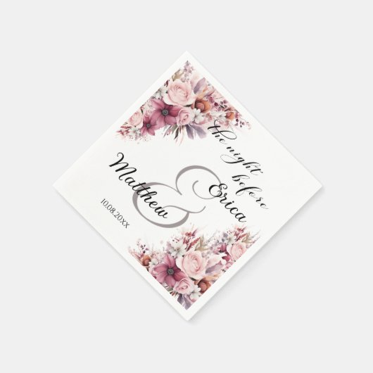De nacht voor Dusty Pink Boho Floral Wedding Servet (Hoek)