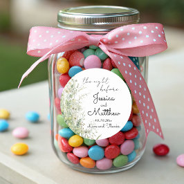 De nacht voor Dusty Sage Green Flowers Wedding Ronde Sticker