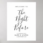 De nacht voor eenvoudige bruiloft repetitie teken poster (Voorkant)