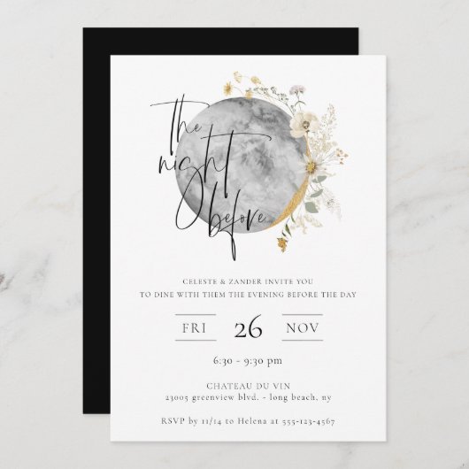 De nacht voor Gilded Moon Uitnodiging (Voorkant / Achterkant)