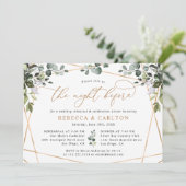 De nacht voor Greenery Gold Rehearsal Dinner Kaart (Staand voorkant)