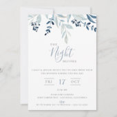 De nacht voor het blauw-Floral-repetitief diner Kaart (Voorkant)