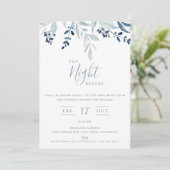 De nacht voor het blauw-Floral-repetitief diner Kaart (Staand voorkant)