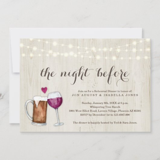 De nacht voor het eten van bier en wijn aankondiging (Voorkant)