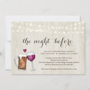 De nacht voor het eten van bier en wijn aankondiging