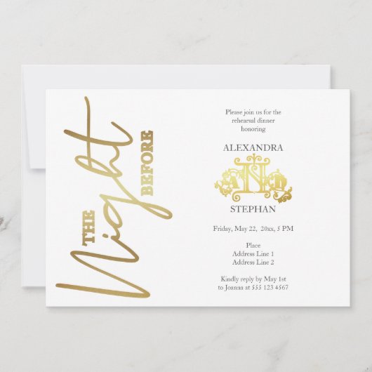 De nacht voor het repetitief diner van de calligra kaart (Voorkant)