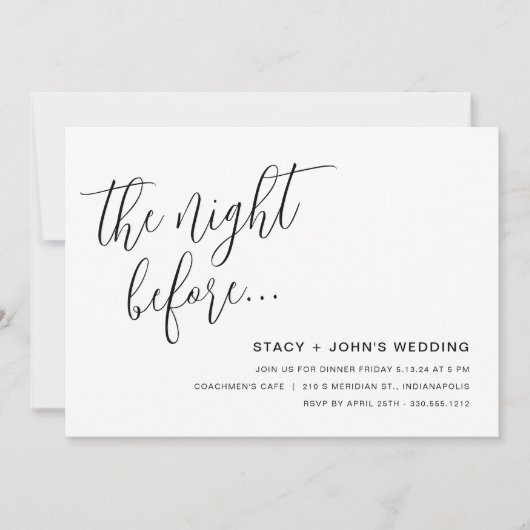 De nacht voor het repetitief eten kaart (Voorkant)