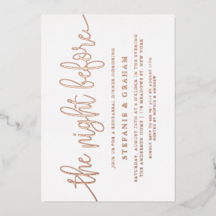 De nacht voor het Roos Gold Foil repetitie Folie Uitnodiging