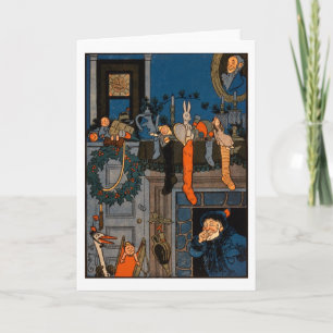 De nacht vóór Kerstmis, door Denlow, 1903 (colou Feestdagen Kaart