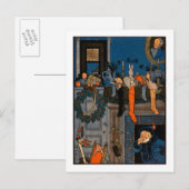 De nacht voor Kerstmis, door Denlow, 1903 (colou Feestdagenkaart (Voorkant / Achterkant)