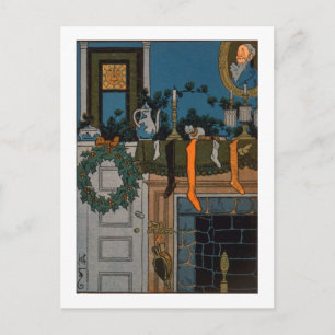 De nacht vóór Kerstmis door Denlow, 1903 (kleur Feestdagenkaart