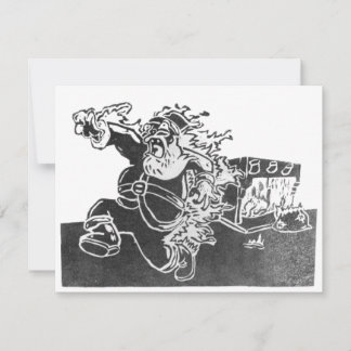 De Nacht Voor Kerstmis Linocut RSVP Kaartje