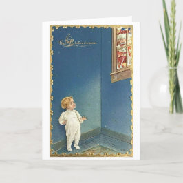 De nacht voor Kerstmis Vintage Feestdagen Kaart
