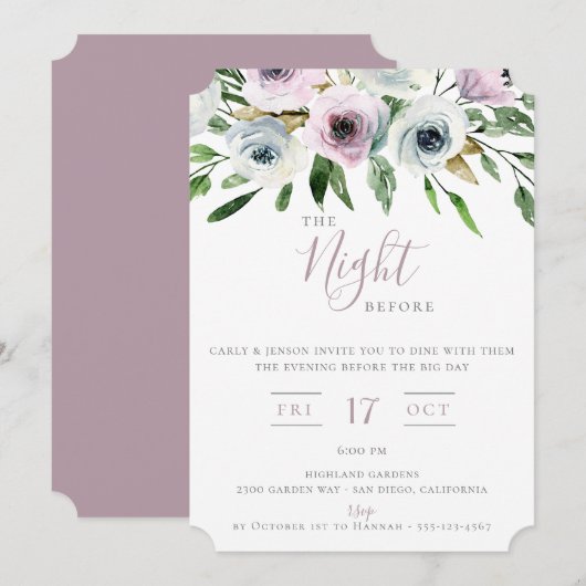 De Nacht Voor Mauve Bloemen Uitnodiging (Voorkant / Achterkant)