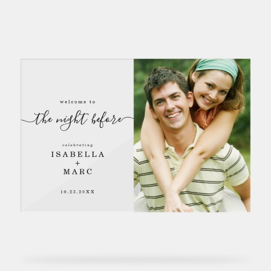 De Nacht Voor Met Foto Voor Huwelijksrepetitie Acryl Bord (Voorkant)