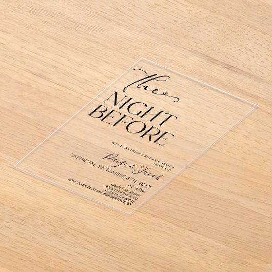 De Nacht Voor Minimaal Oefendiner Acryl Uitnodigingen (Laagn)