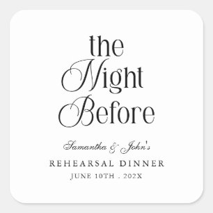 De Nacht Voor Moderne Elegante Oefenavond Eten Vierkante Sticker
