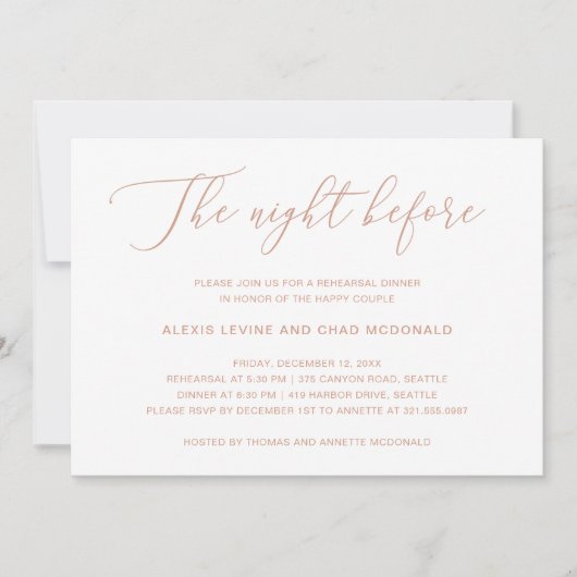De nacht voor Roos Gold Moderne repetitie Kaart (Voorkant)