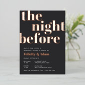 De nacht voor | Roos-goudrepetitie Folie Uitnodiging (Staand Voorkant)