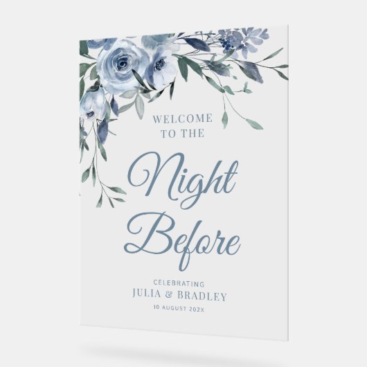 De nacht voor stoffige blauwe bloemen Acryl Teken Acryl Bord (Hoek)