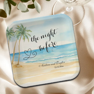 De Nacht Voor Strand en Palmbomen Trouwen Papieren Bordje