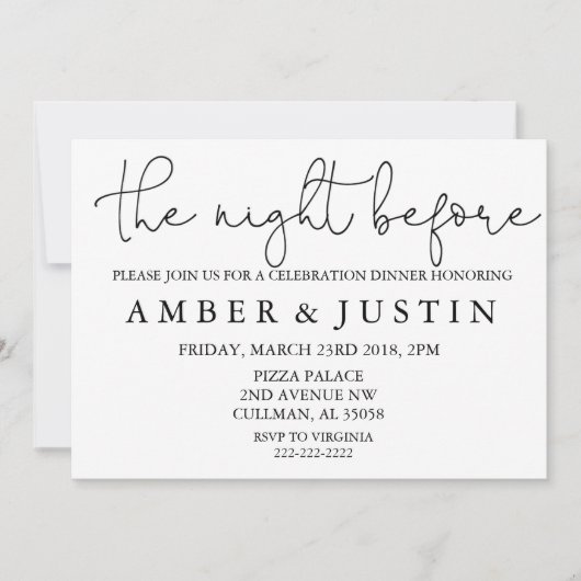 De nacht voor | Uitnodiging (Voorkant)