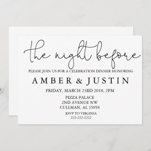 De nacht voor | Uitnodiging (Voorkant / Achterkant)