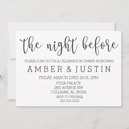 De Nacht Voor | Uitnodiging (Voorkant)