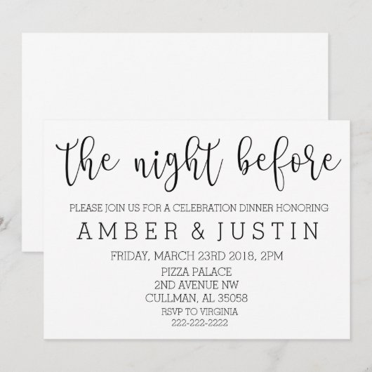 De Nacht Voor | Uitnodiging (Voorkant / Achterkant)