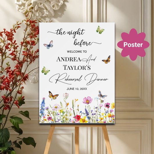 De nacht voor Wildflowers Wedding Welkom Poster