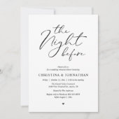 “De Nacht Vooraf” Elegante Script Rehearsal Dinner Kaart (Voorkant)