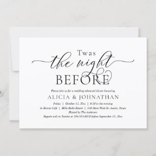 De Nacht Vooraf, Moderne Oefenbruiloft Dinner Kaart