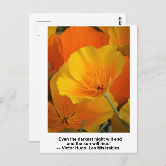 De nacht zal eindigen, Victor Hugo citeert Poppies Briefkaart (Voorkant / Achterkant)