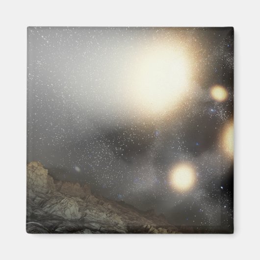 De nachthemel zoals gezien vanuit een hypothetisch magneet (Voorkant)