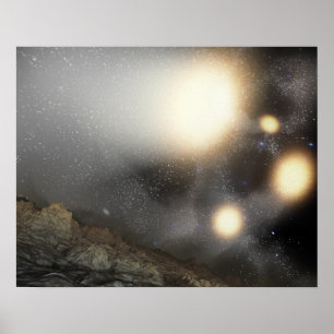 De nachthemel zoals gezien vanuit een hypothetisch poster