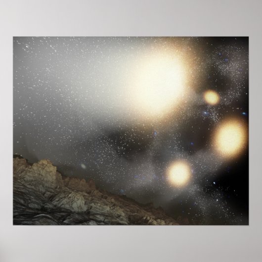 De nachthemel zoals gezien vanuit een hypothetisch poster (Voorkant)