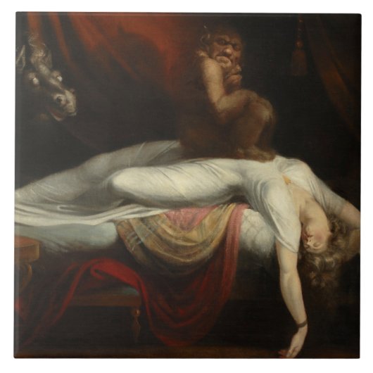 De nachtmerrie (door Henry Fuseli) Tegeltje (Voorkant)