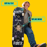 De Nachtrijder Persoonlijk Skateboard<br><div class="desc">Dit is een van een soort skateboard omdat het is ontworpen door u met behulp van onze "Night Rider"-sjabloon. Vervang de vlam door je eigen gezicht en voeg je naam en andere tekst toe.</div>
