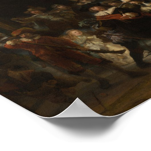 De Nachtwacht Rembrandt Barok Meesterwerk Poster (Hoek)