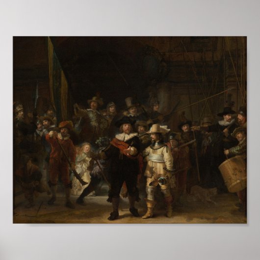 De Nachtwacht Rembrandt Barok Meesterwerk Poster (Voorkant)