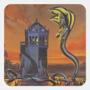 De Naga-King (kleurenlitho) Vierkante Sticker