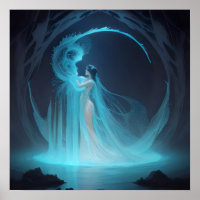 De Naiad AI Fantasy Digitale Kunstdruk Onderwereld
