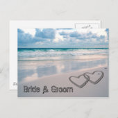 De Namen van de Bride & van de Groom die in Zand w Briefkaart (Voorkant / Achterkant)