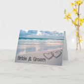 De Namen van de Bride & van de Groom die in Zand w Kaart (Gele Bloem)