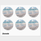 De Namen van de Bride & van de Groom die in Zand w Ronde Sticker (Vel)